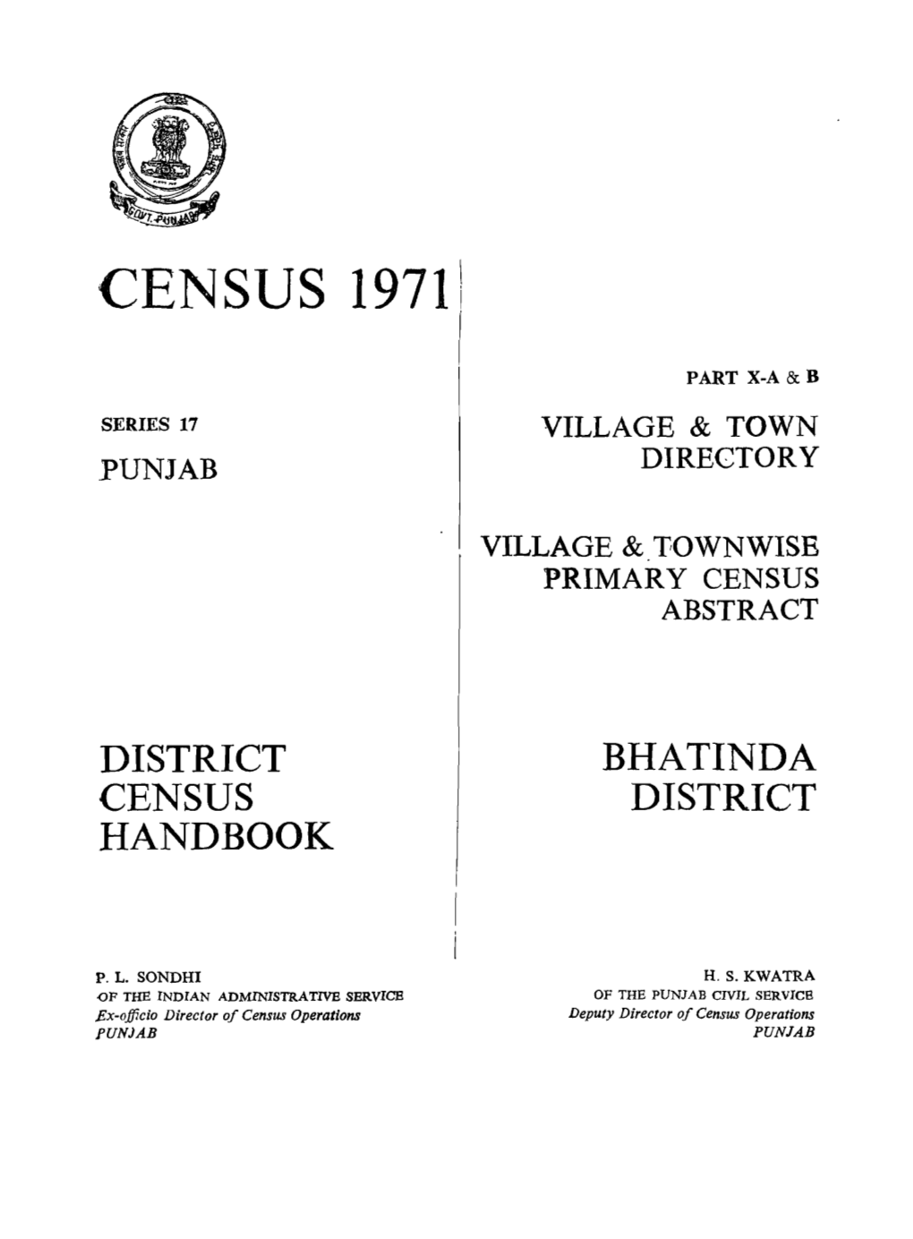 Village & Townwise Primary Census Abstract