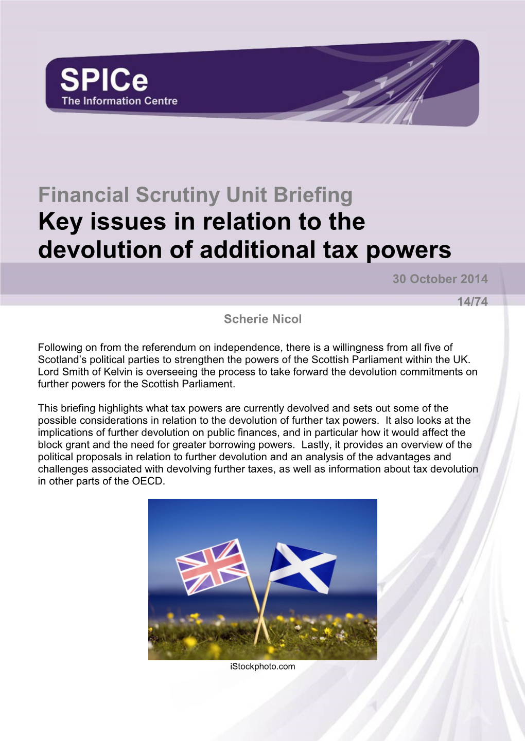 Spice Research Paper on Devolution of Tax Powers