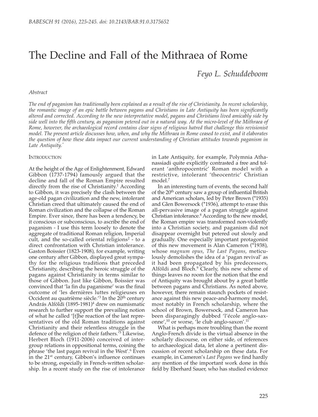 The Decline and Fall of the Mithraea of Rome