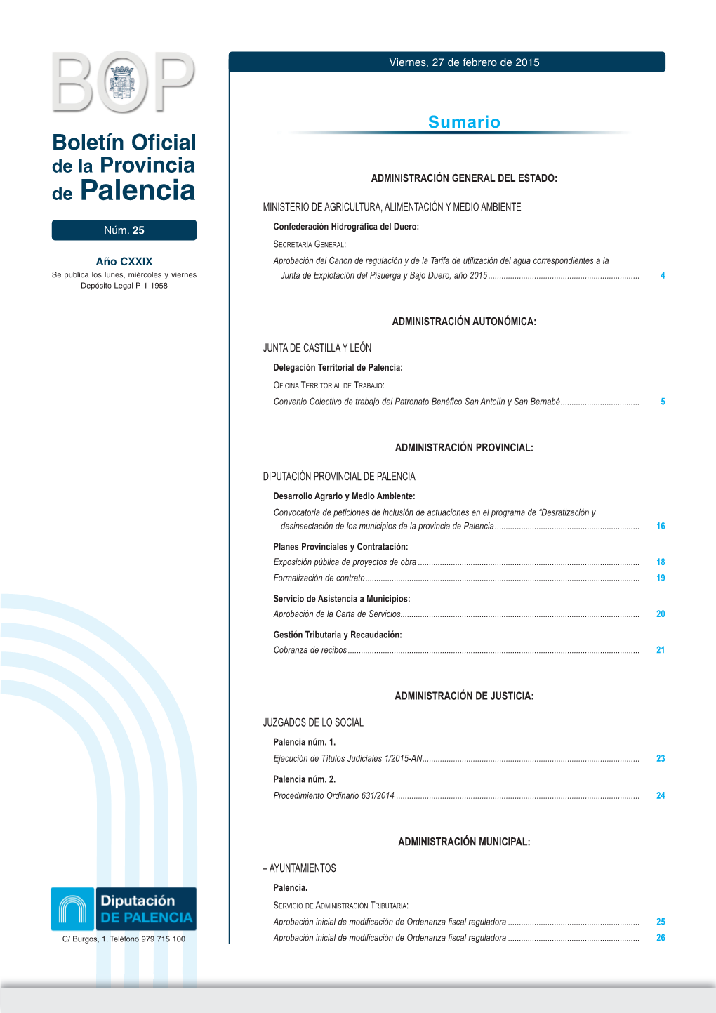 De Palencia MINISTERIO DE AGRICULTURA, ALIMENTACIÓN Y MEDIO AMBIENTE