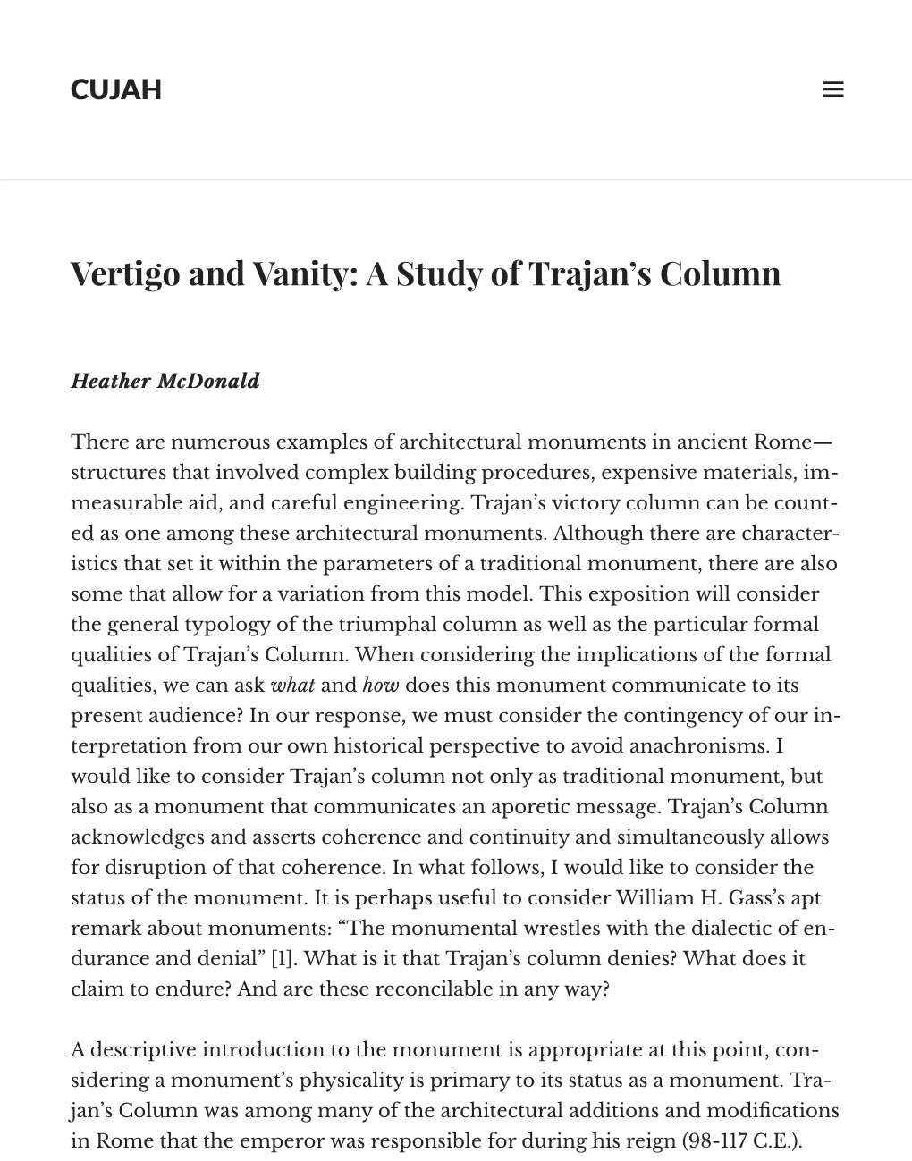 Vertigo and Vanity: a Study of Trajan's Column