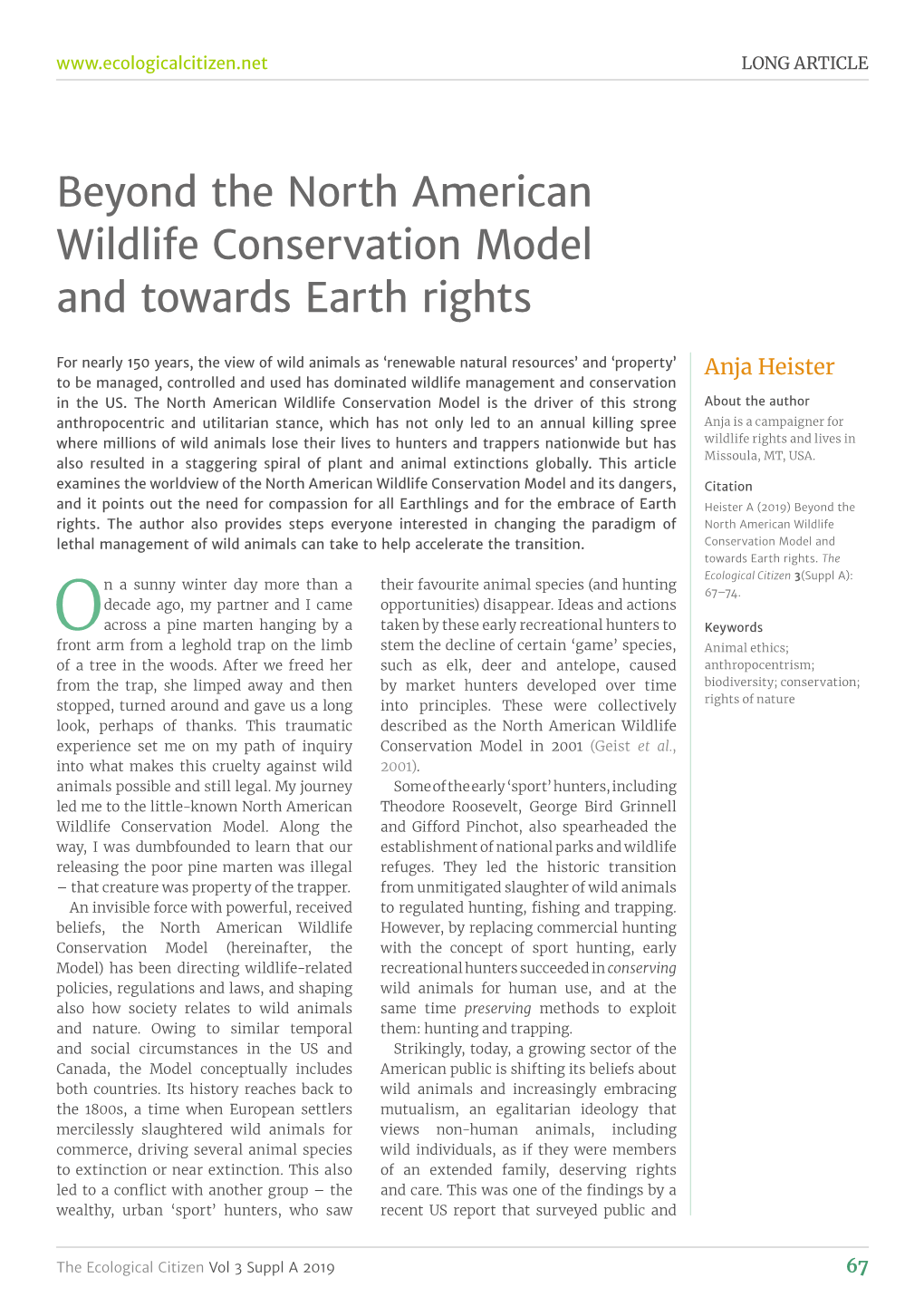 Beyond the North American Wildlife Conservation Model and Towards Earth Rights