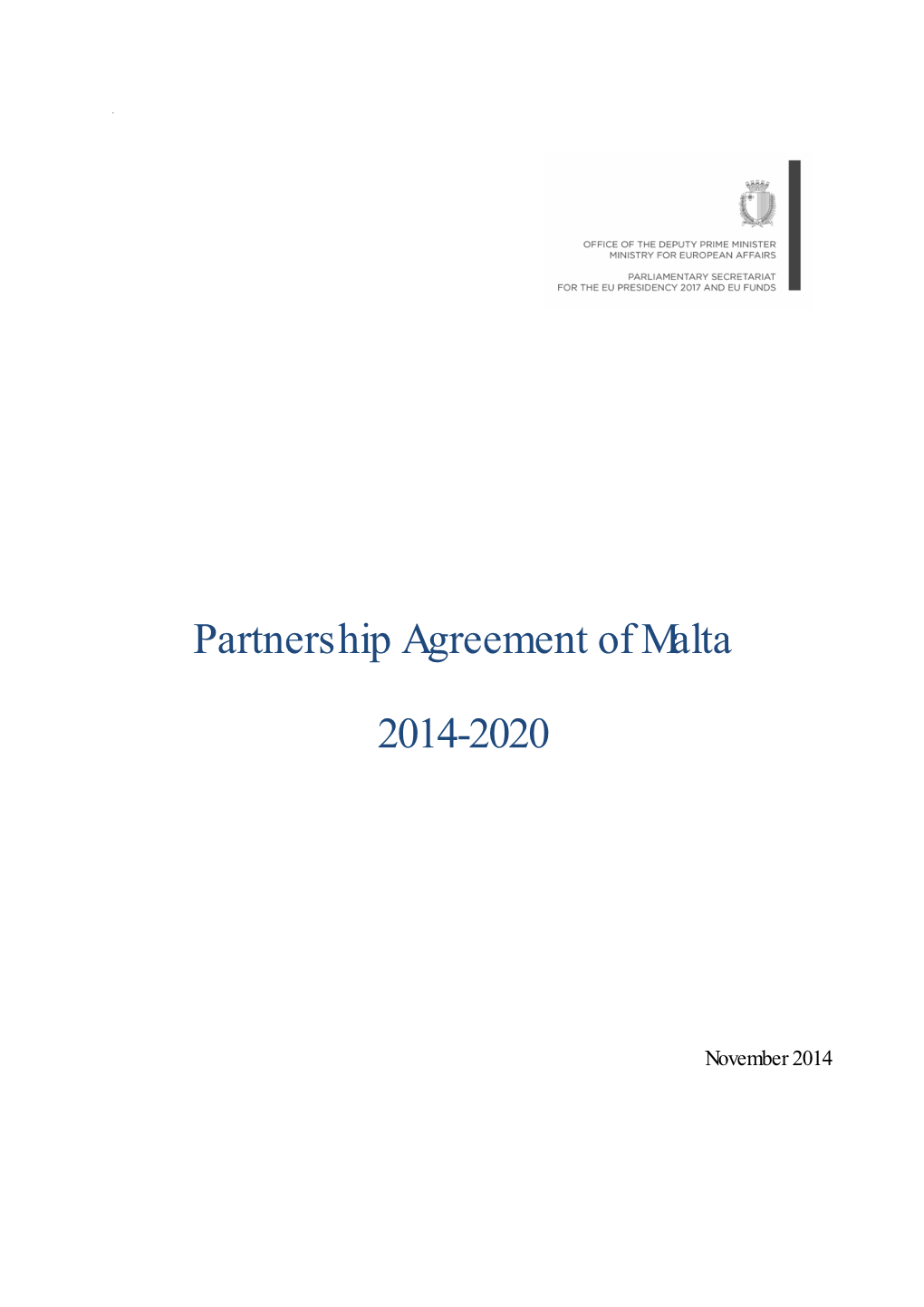 Partnership Agreement of Malta 2014-2020