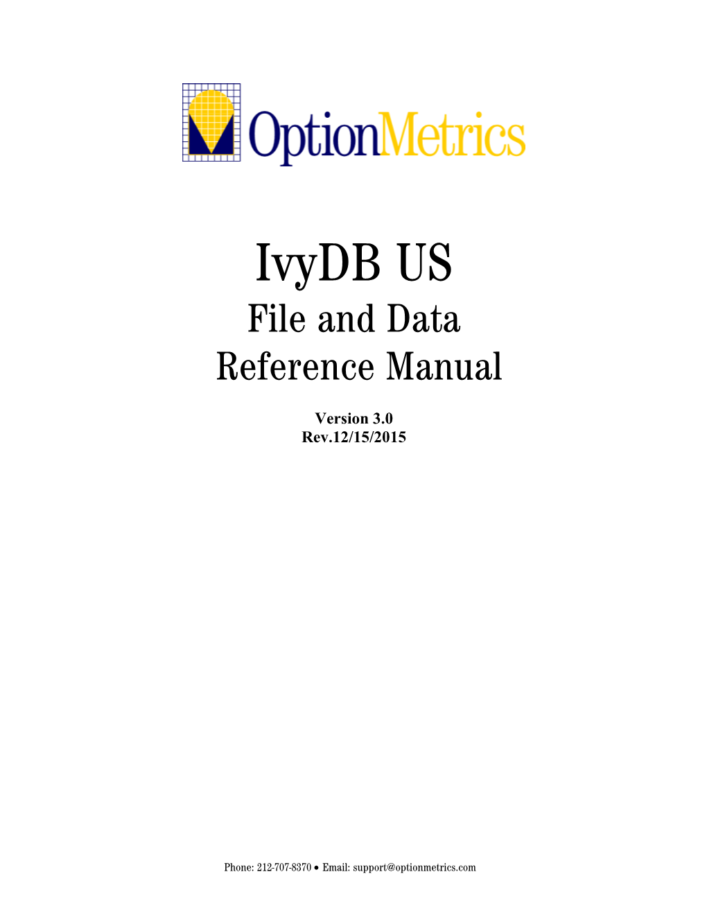 Ivydb US File and Data Reference Manual