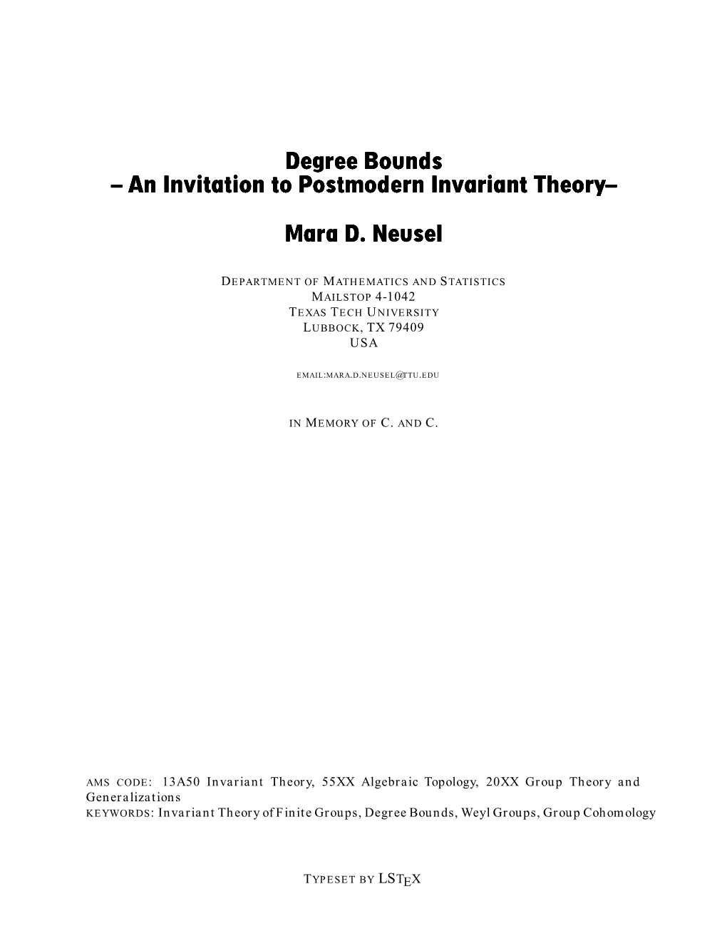 Degree Bounds – an Invitation to Postmodern Invariant Theory–