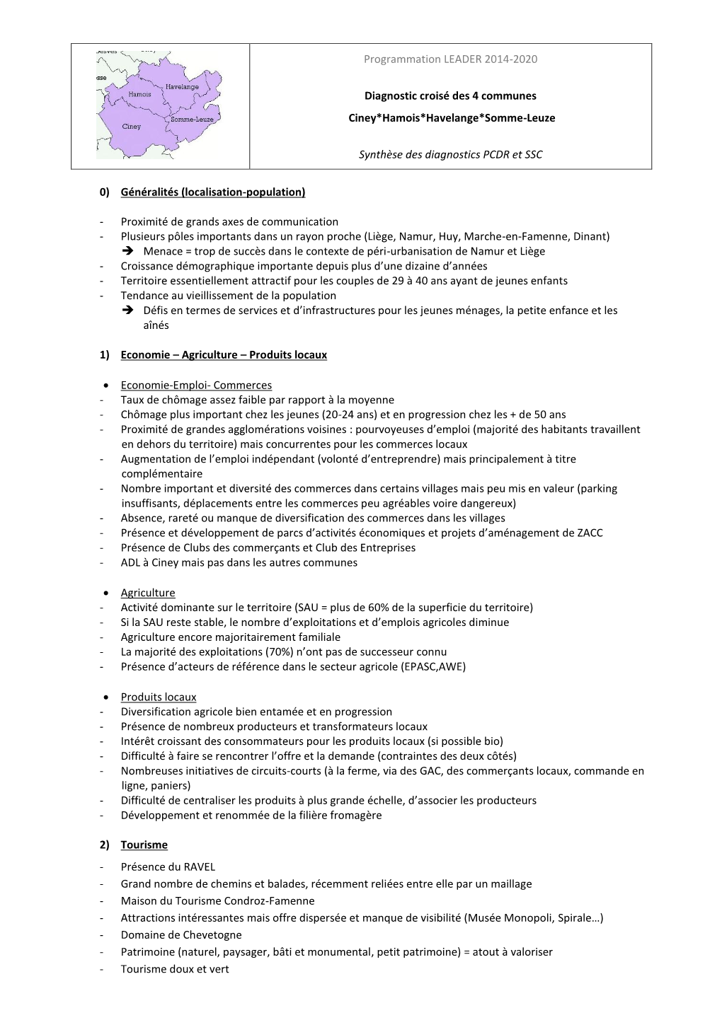 Programmation LEADER 2014-2020 Diagnostic Croisé Des 4 Communes