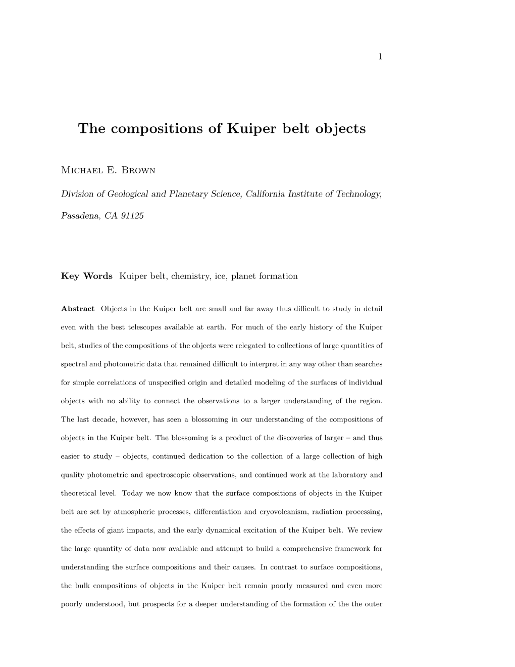 The Compositions of Kuiper Belt Objects