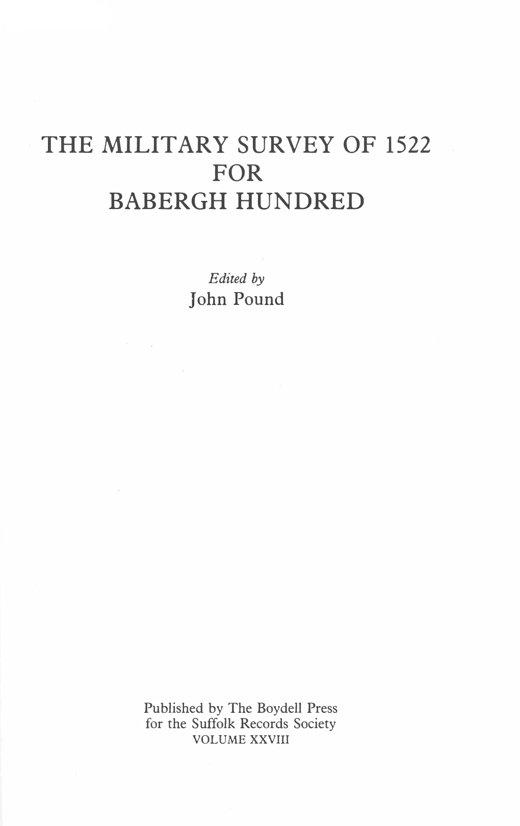 The Military Survey of 1522 for Babergh Hundred