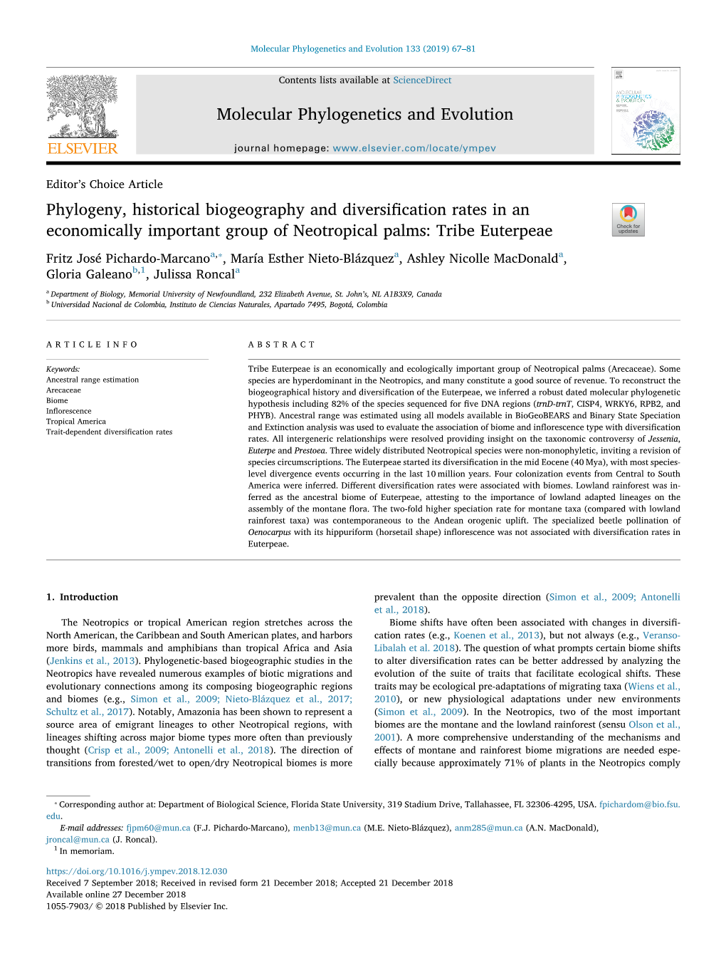 Phylogeny, Historical Biogeography and Diversification Rates in An