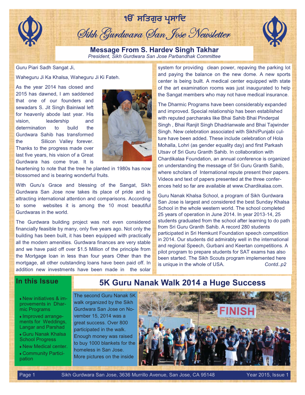Gurdwara Newsletter 2015 Issue 1