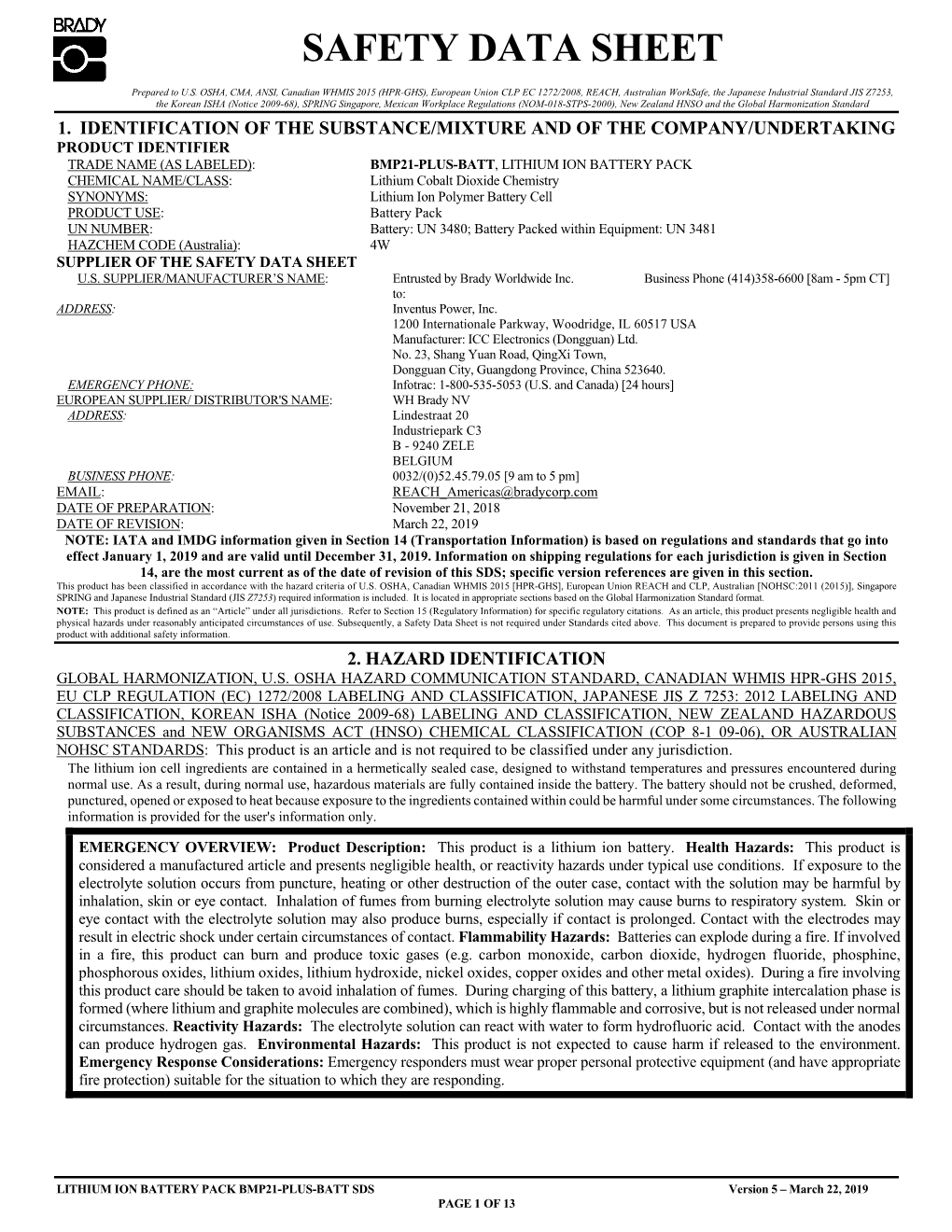 Material Safety Data Sheet