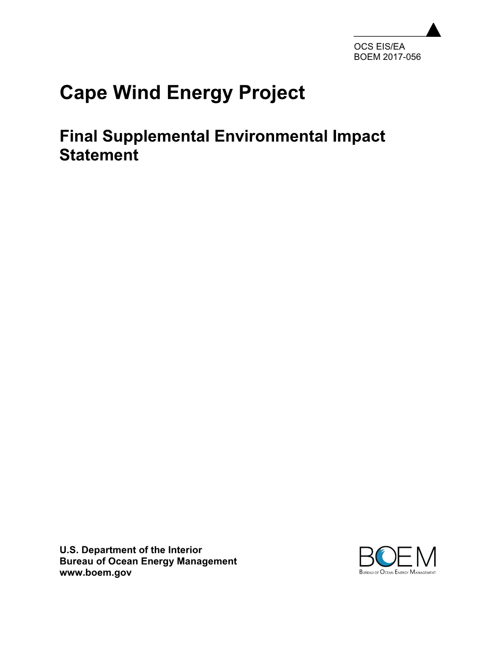 Cape Wind Energy Project Final Supplemental Environmental