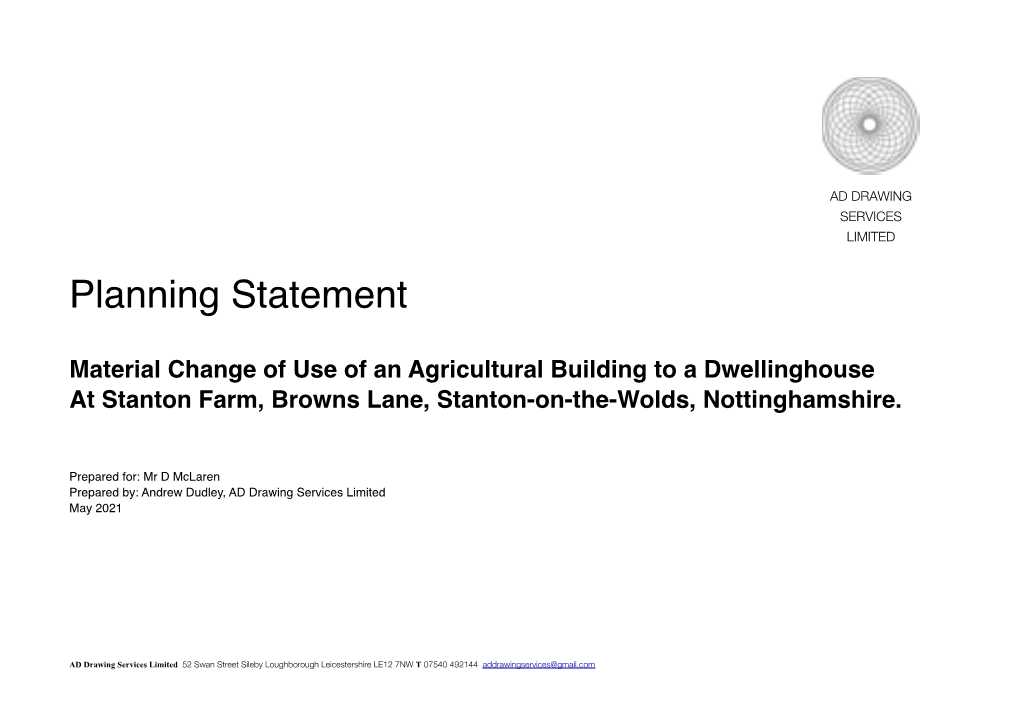 Stanton Farm Planning Statement 2021