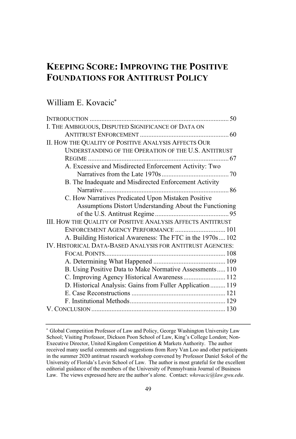 Keeping Score: Improving the Positive Foundations for Antitrust Policy