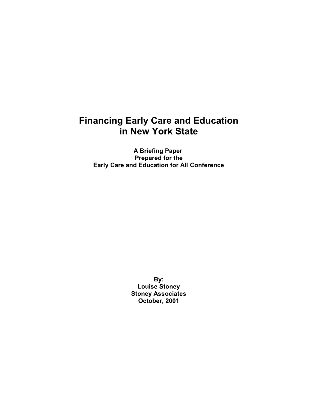 Making Child Care Affordable: Financing Strategies