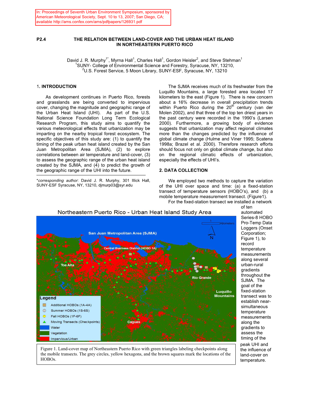 P2.4 the Relation Between Land-Cover and the Urban Heat Island in Northeastern Puerto Rico