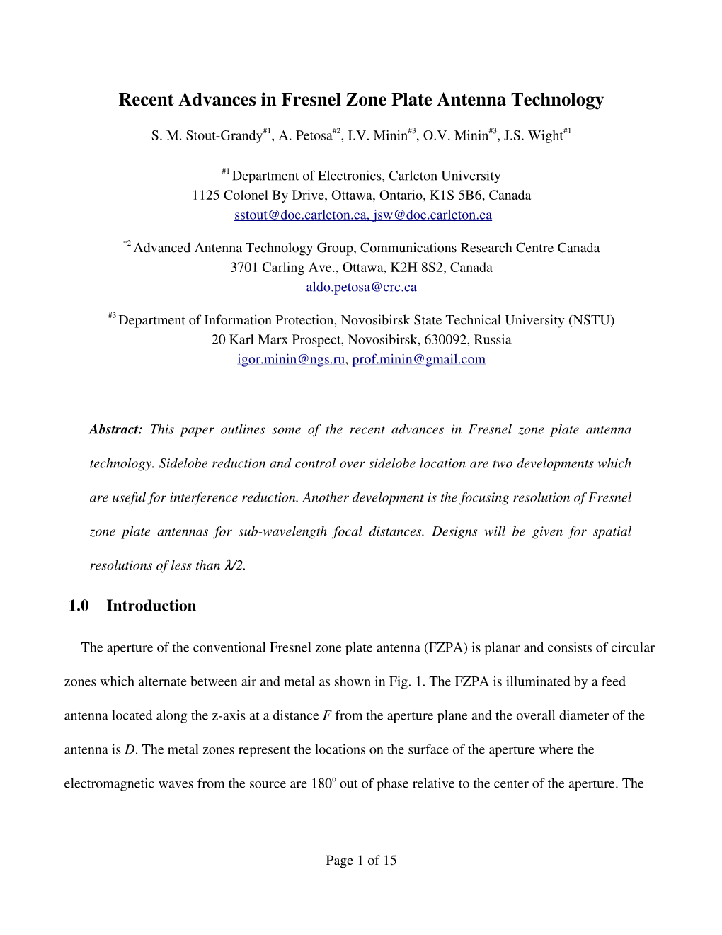 Recent Advances in Fresnel Zone Plate Antenna Technology