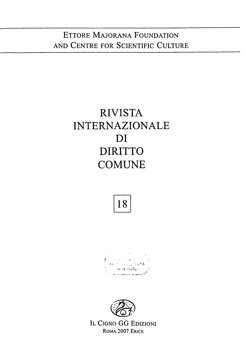 Rivista Internazionale Di Diritto Comune