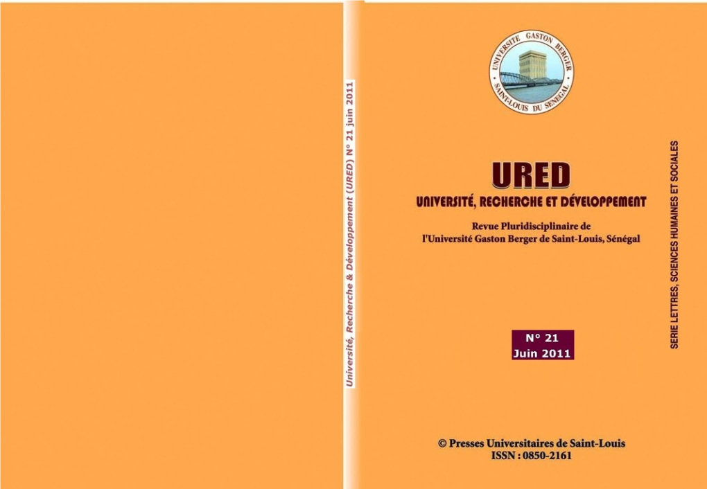 Revue Pluridisciplinaire De L'université Gaston Berger De Saint-Louis Sénégal