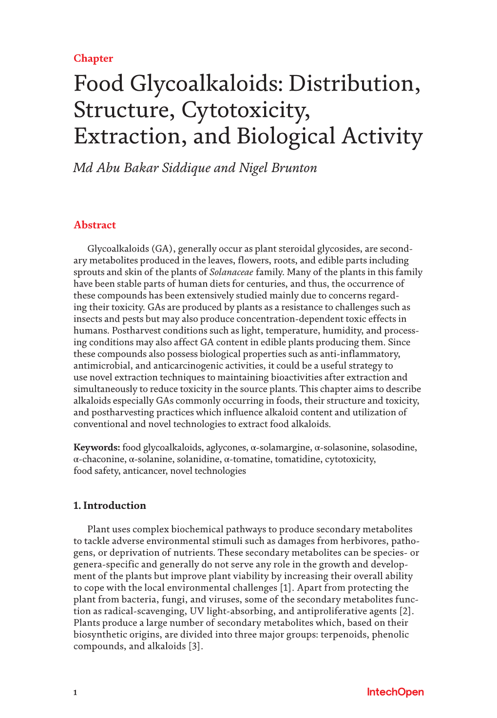 Distribution, Structure, Cytotoxicity, Extraction, and Biological Activity Md Abu Bakar Siddique and Nigel Brunton