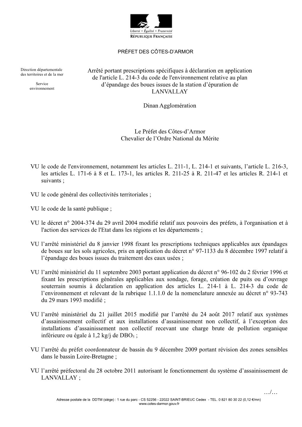 2020 – Arrêté Préfectoral Relatif À L'épandage Des