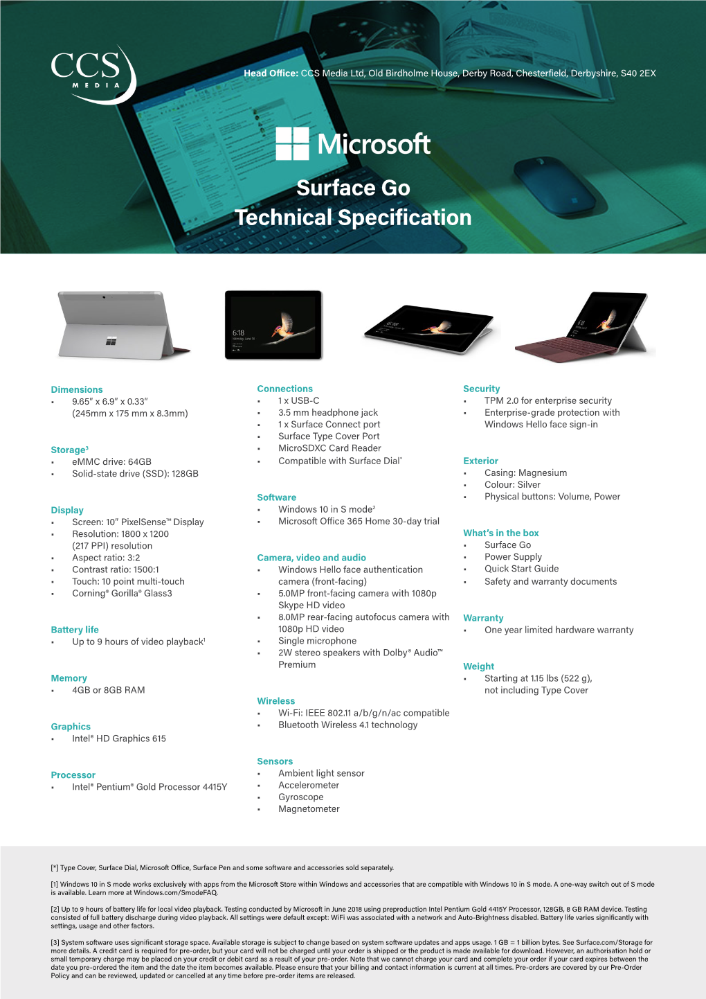 Surface Go Technical Specification