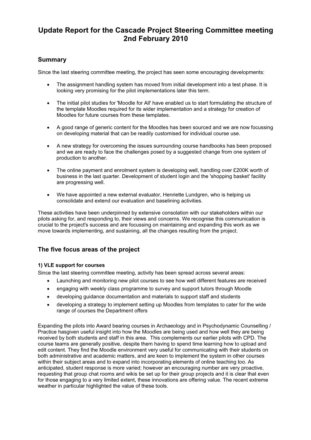 JISC Project Document Cover Sheet
