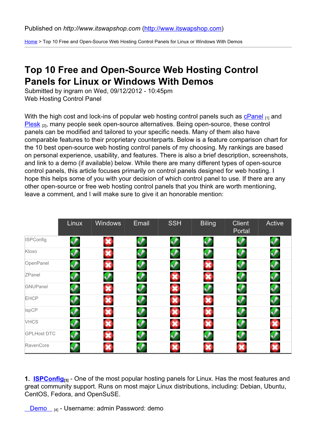 Top 10 Free and Open-Source Web Hosting Control Panels for Linux Or Windows with Demos
