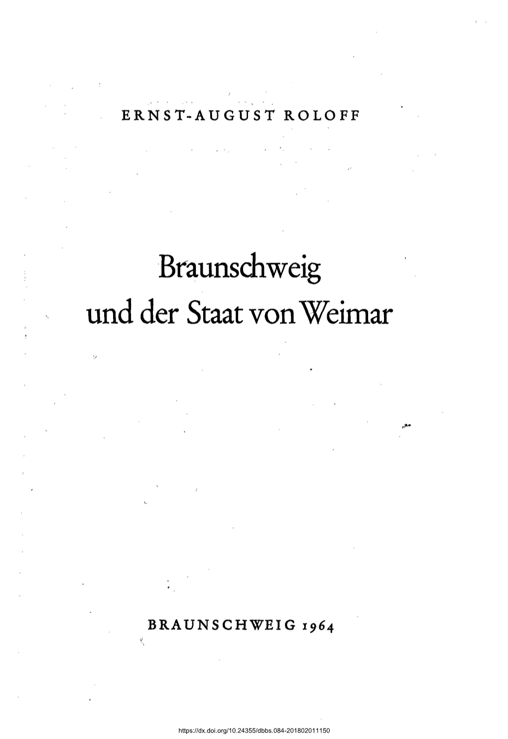 Braunschweig Und Der Staat Von Weimar