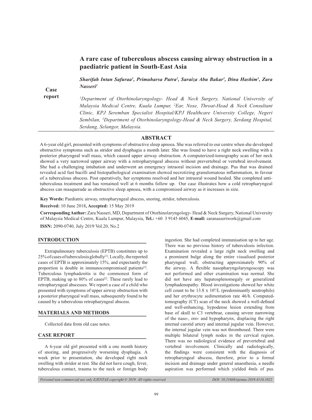 A Rare Case of Tuberculous Abscess Causing Airway Obstruction in a Paediatric Patient in South-East Asia