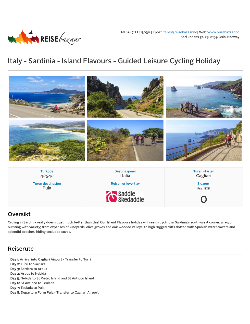 Sardinia - Island Flavours - Guided Leisure Cycling Holiday