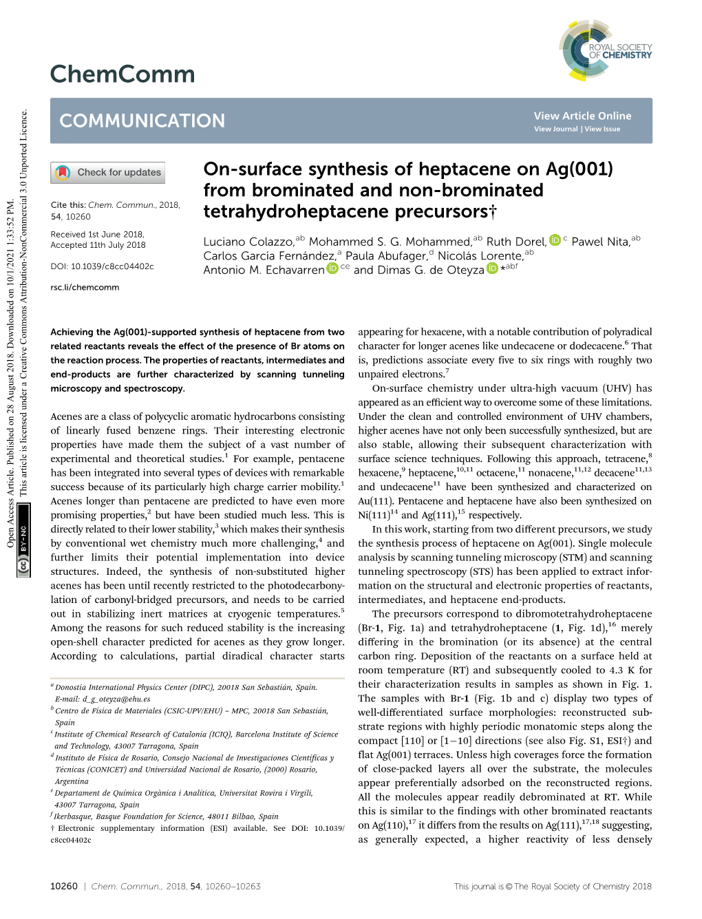 On-Surface Synthesis of Heptacene on Ag(001) from Brominated and Non-Brominated Tetrahydroheptacene Precursors