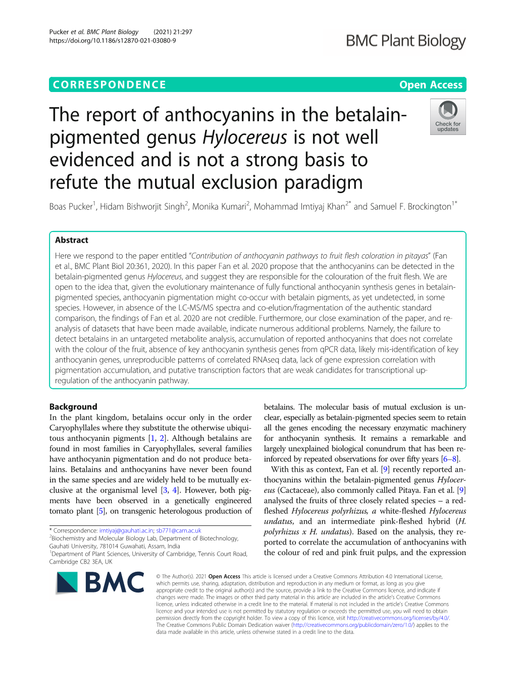 The Report of Anthocyanins in the Betalain