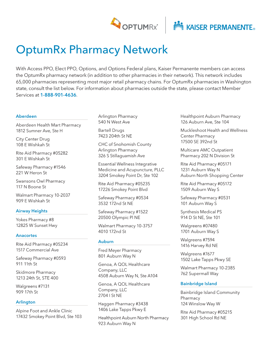 Optum Rx Pharmacy Network | Kaiser Permanente Washington