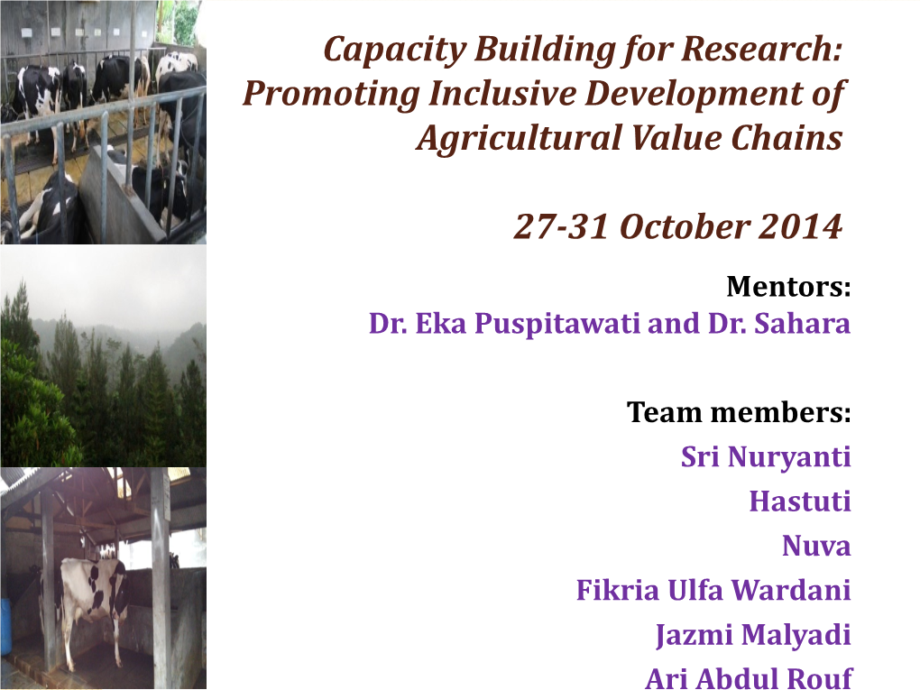 Case Study of Dairy Smallholders and Cooperatives in West Java