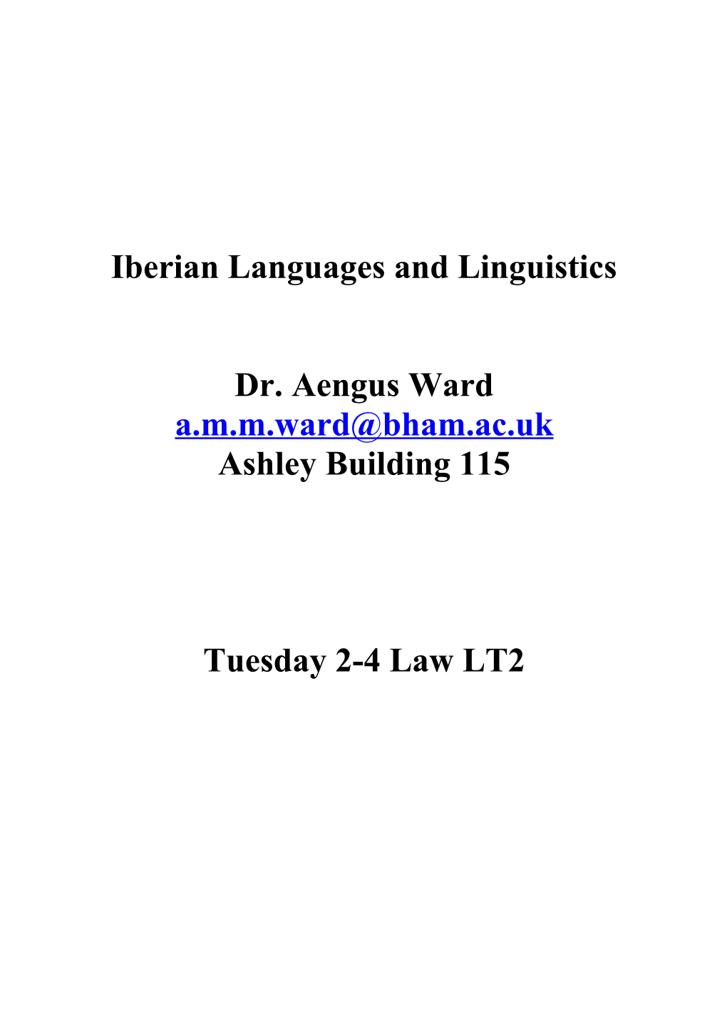 Iberian Languages and Linguistics