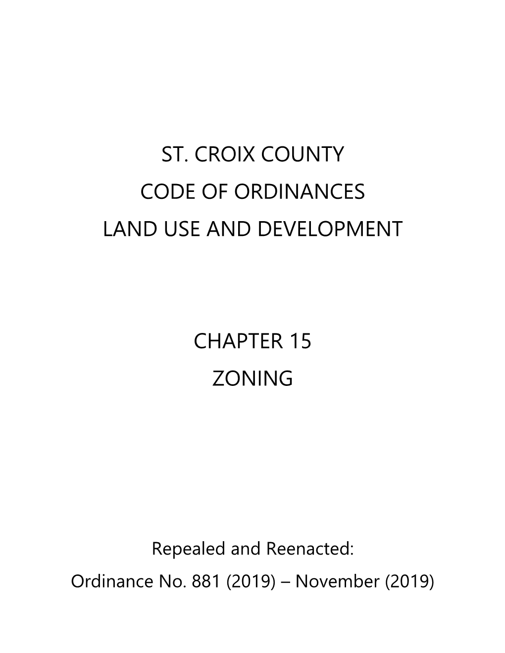 St. Croix County Code of Ordinances Land Use and Development Chapter