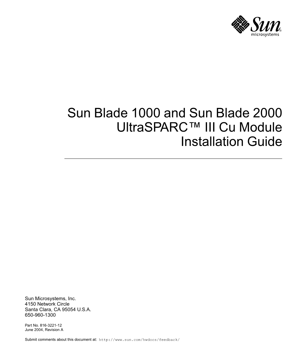 Sun Blade 1000 and Sun Blade 2000 Ultrasparc III Cu Module