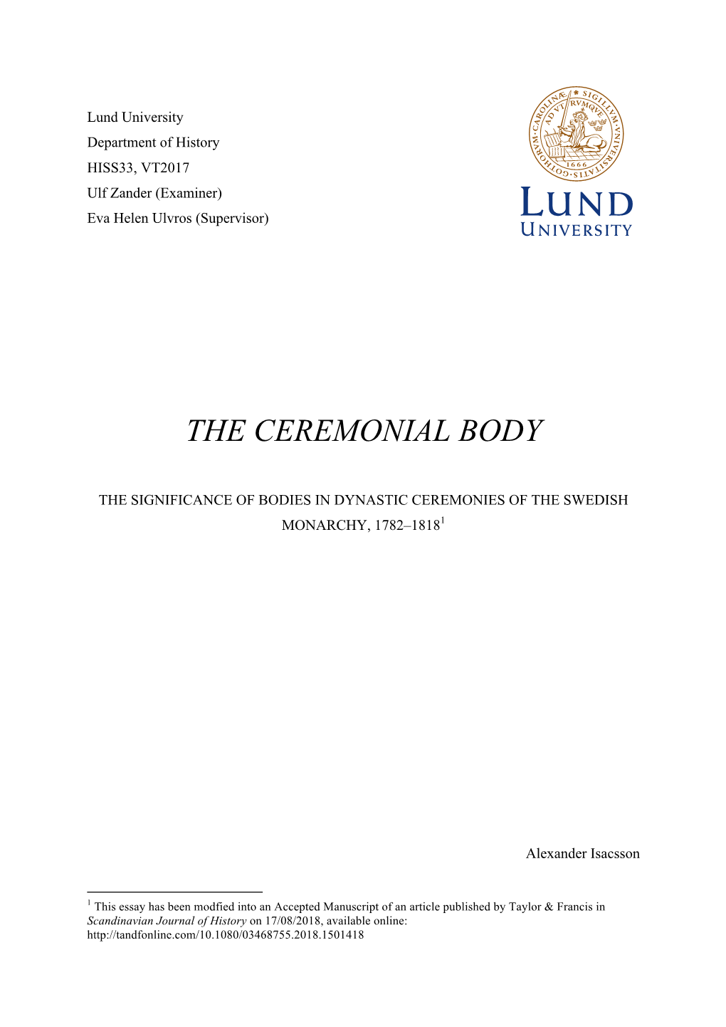 The Ceremonial Body