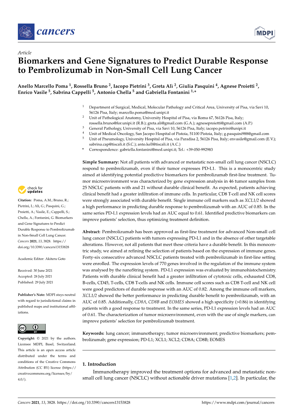 Biomarkers and Gene Signatures to Predict Durable Response to Pembrolizumab in Non-Small Cell Lung Cancer