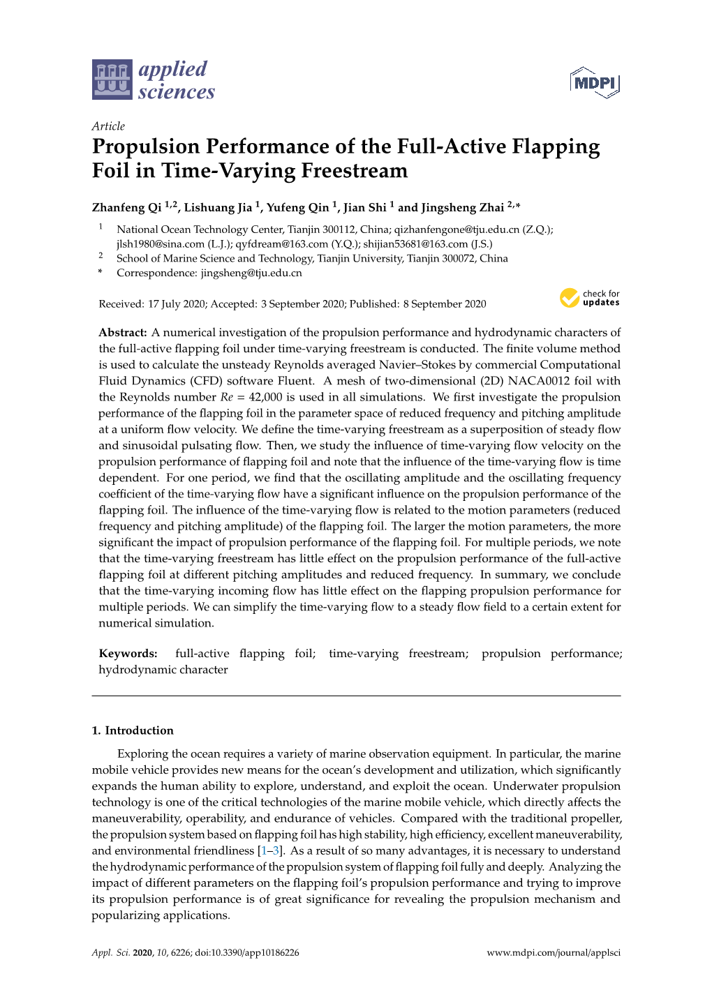 Propulsion Performance of the Full-Active Flapping Foil in Time-Varying Freestream