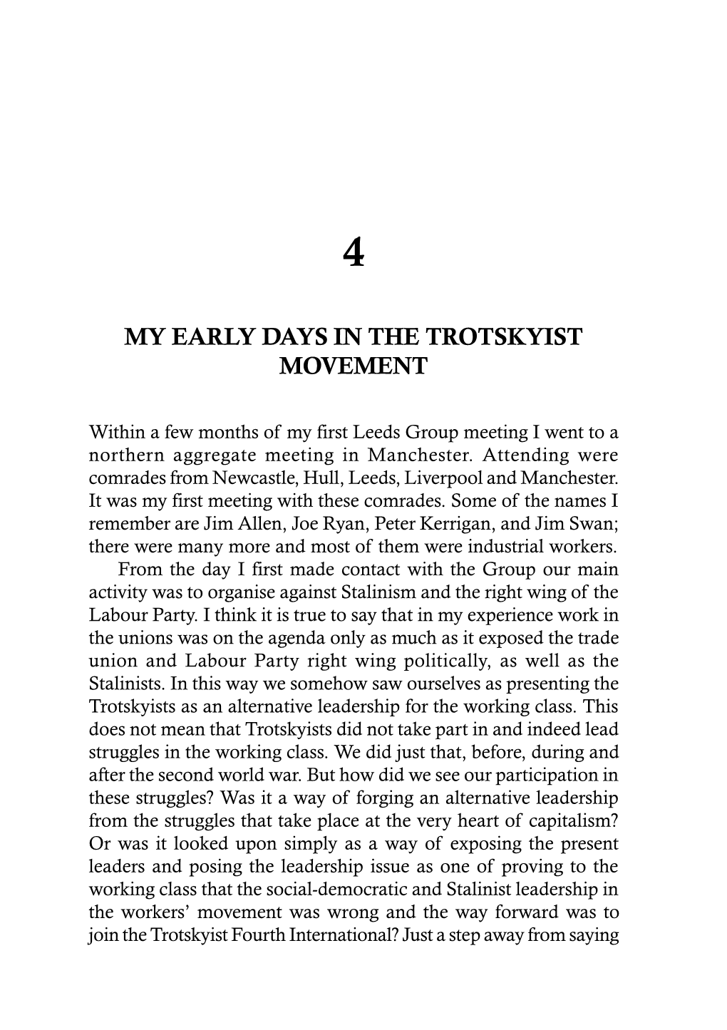 My Early Days in the Trotskyist Movement