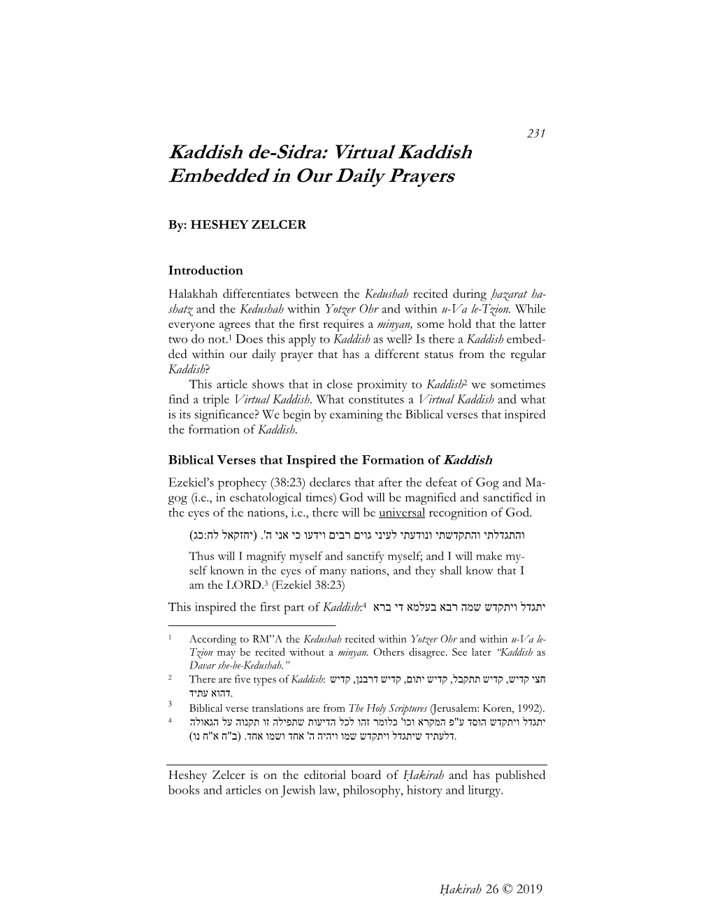 Kaddish De-Sidra: Virtual Kaddish Embedded in Our Daily Prayers