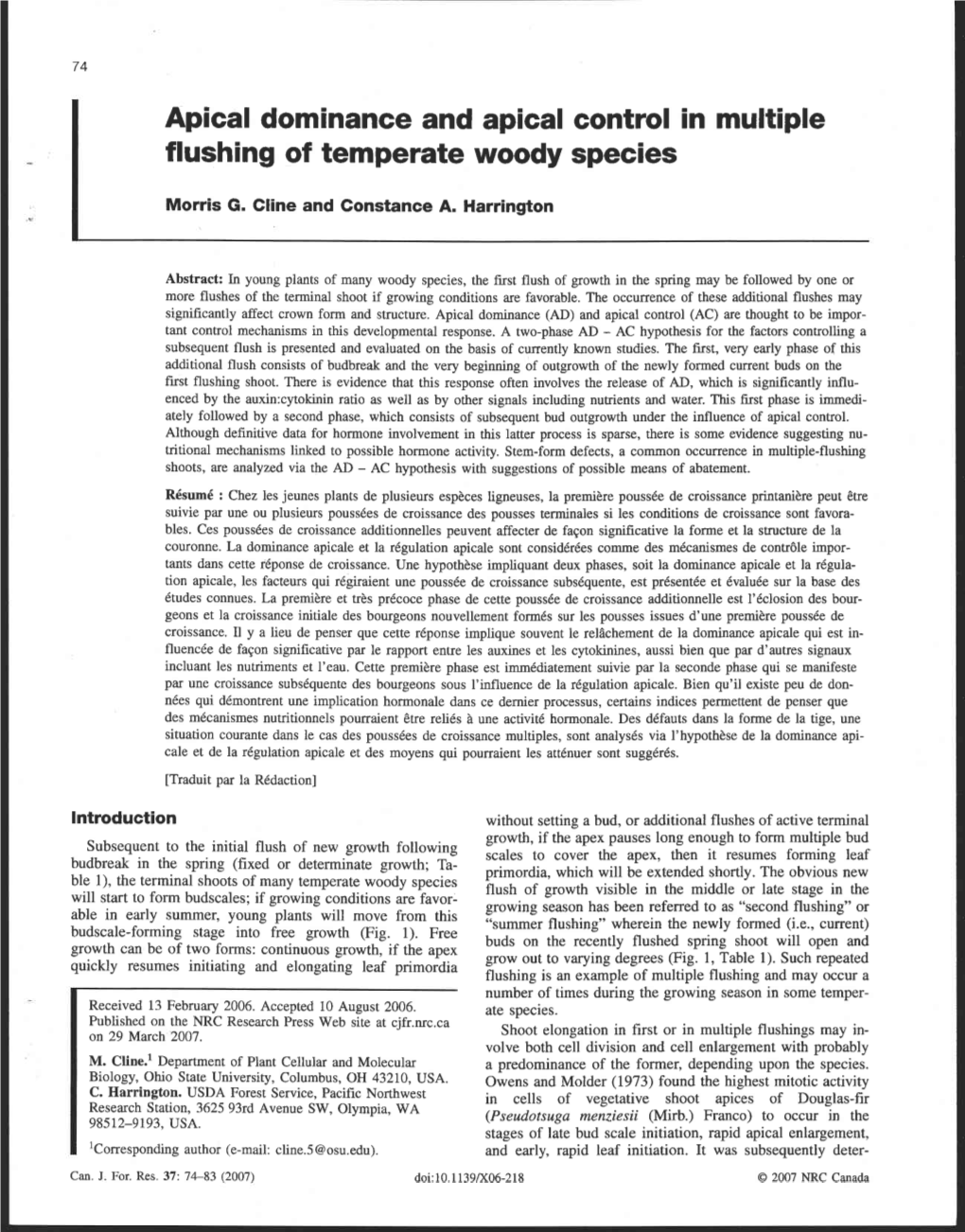 Apical Dominance and Apical Control in Multiple Flushing of Temperate Woody Species