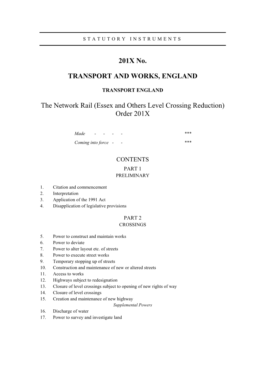 Essex and Others Level Crossing Reduction) Order 201X