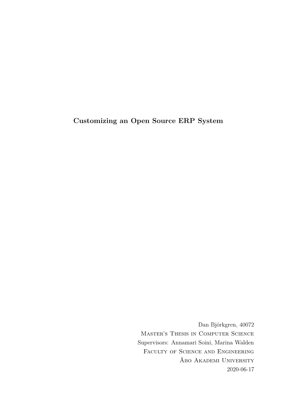 Customizing an Open Source ERP System