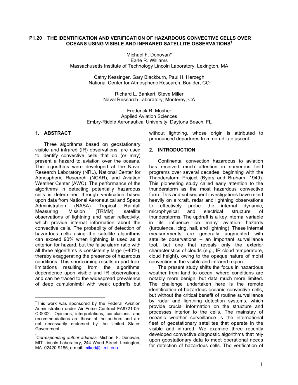 The Identification and Verification of Hazardous Convective Cells Over Oceans Using Visible and Infrared Satellite Observations†