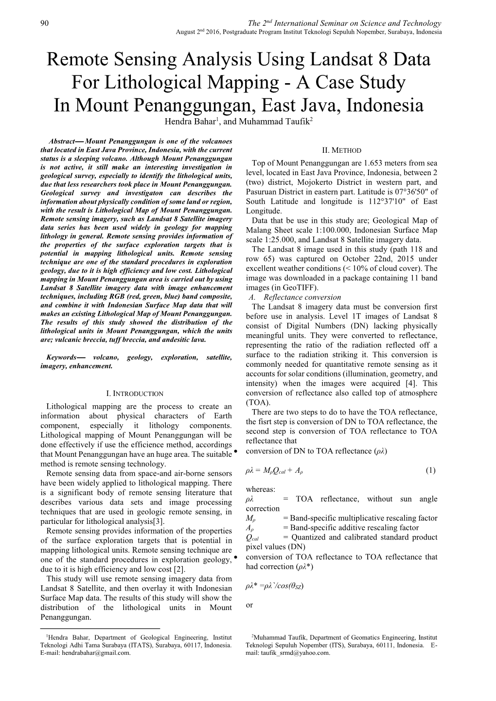 Remote Sensing Analysis Using Landsat 8 Data for Lithological Mapping - a Case Study