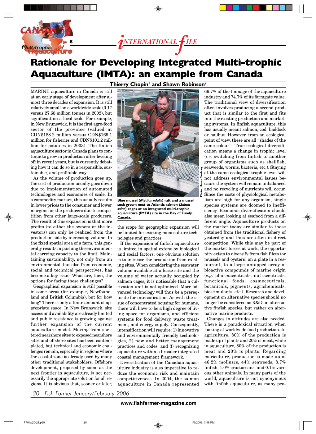 Rationale for Developing Integrated Multi-Trophic Aquaculture (IMTA): An