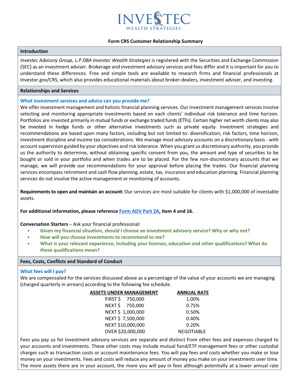 Investec Form CRS (April 1, 2021)